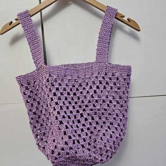 Handbags - ✨ 3/$20✨ Handmade violet crochet tote bag, beach bucket bag